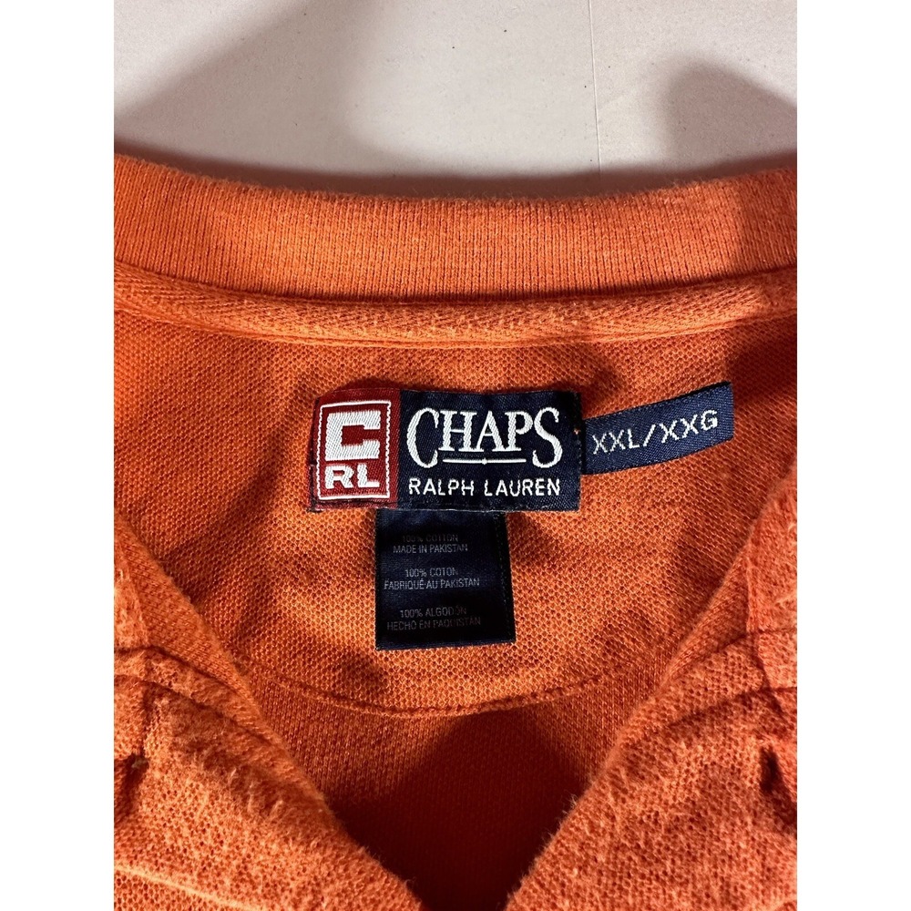 Ralph Lauren Chaps Polo Shirt Adult Extra Extra Large Orange Spellout Line Mens - Picture 5 of 10